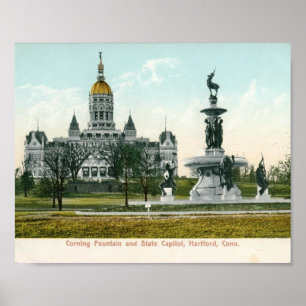 Staats-Hauptstadt, Hartford CT 1907 Vintag Poster