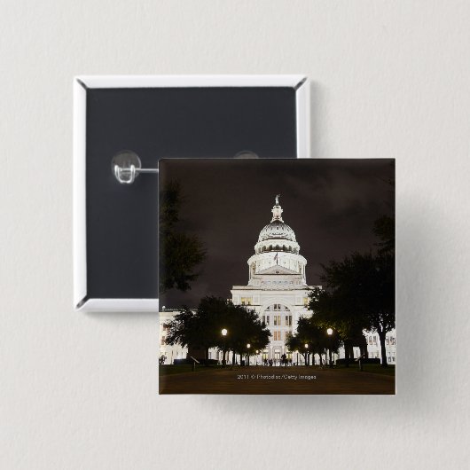 Staats-Hauptstadt von Austin, Texas nachts Button (Vorne & Hinten)