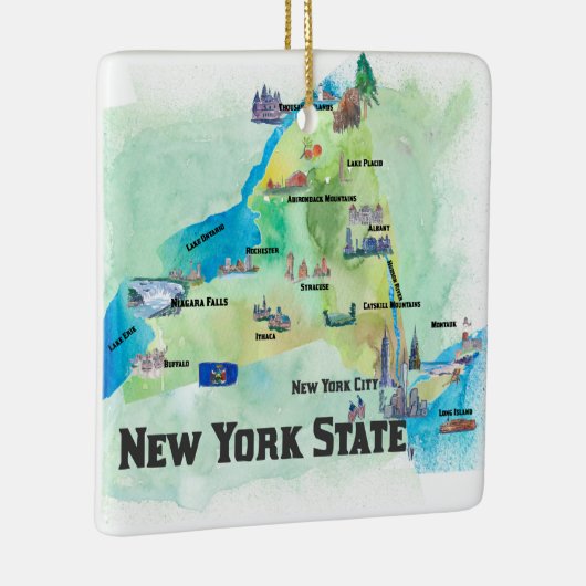 Staats-Reise-Plakat-Karte USA New York Keramikornament (Rechts)