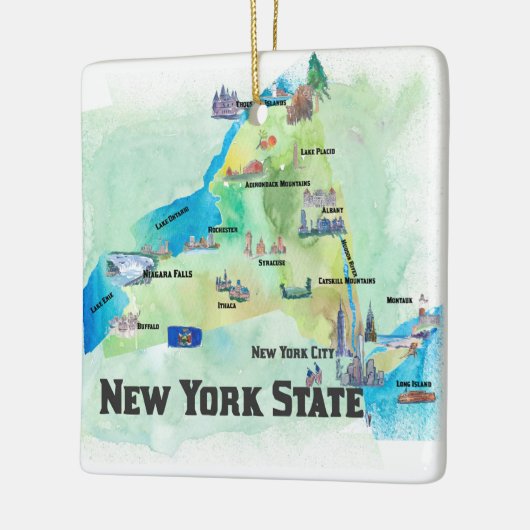 Staats-Reise-Plakat-Karte USA New York Keramikornament (Links)