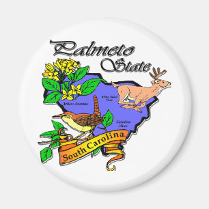 Staats-Rotwild-Blumen-Vogel South Carolina bunter Magnet