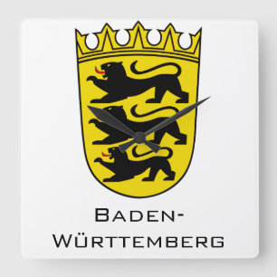 Staats-Wappen von Baden-Württemberg Große Ausführu Quadratische Wanduhr