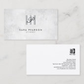 Staatsanwältin Silver Script Monogram Business Car Visitenkarte (Vorne/Hinten)