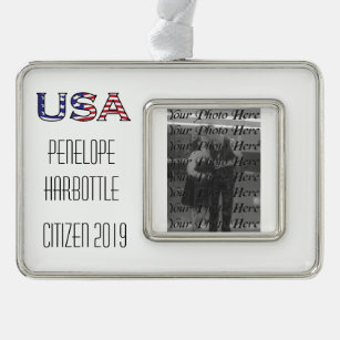 Staatsbürgerschafts-Jahr USA-US Flagge Rahmen-Ornament Silber