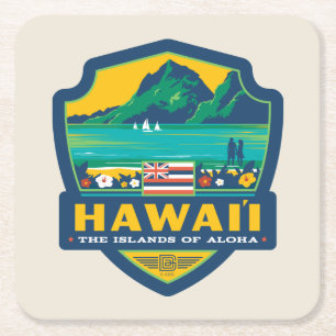 Staatsehre Hawaii Rechteckiger Pappuntersetzer