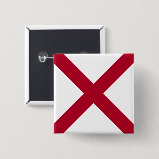 Staatsflagge Alabama, St. Andrew Crimson Cross Button (Vorne & Hinten)