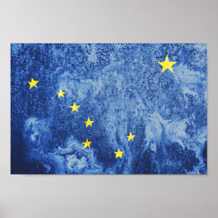 Staatsflagge Alaska Grunge Poster