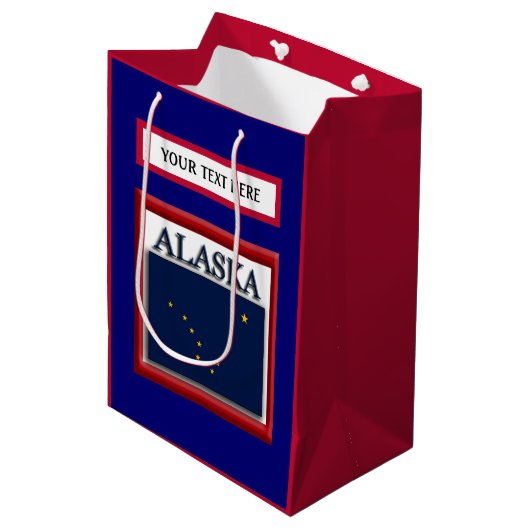 Staatsflagge Alaska Mittlere Geschenktüte (Vorderseite Schrägansicht)