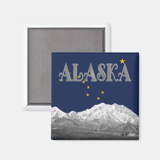 Staatsflagge Alaska Mt McKinley Magnet (Vorderseite/Rückseite)