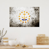 Staatsflagge auf der Insel Black Grunge Rhode Poster (Küche)