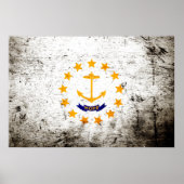 Staatsflagge auf der Insel Black Grunge Rhode Poster (Vorne)