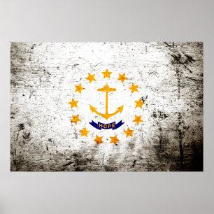 Staatsflagge auf der Insel Black Grunge Rhode Poster