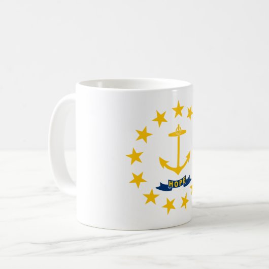 Staatsflagge auf der Insel Rhode Kaffeetasse (Vorderseite Links)