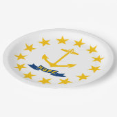 Staatsflagge auf der Insel Rhode Pappteller (Schrägansicht)