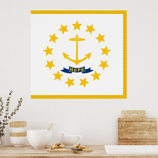 Staatsflagge auf der Insel Rhode Poster (Küche)