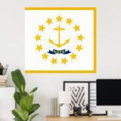 Staatsflagge auf der Insel Rhode Poster (Heimbüro)