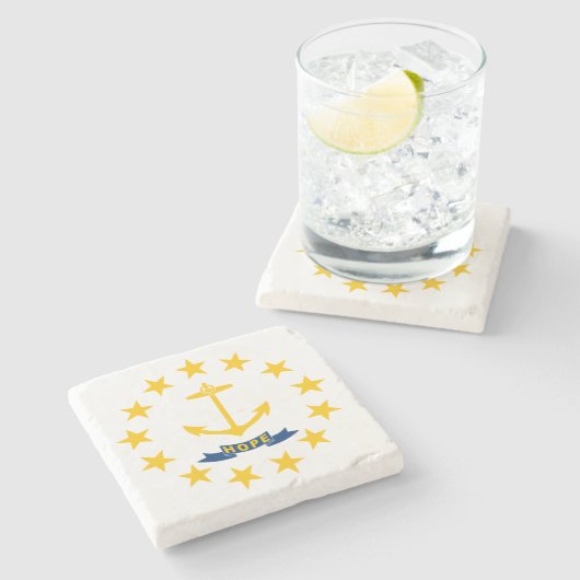 Staatsflagge auf der Insel Rhode Steinuntersetzer (Seitenansicht)