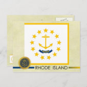 Staatsflagge auf der Insel Rhode und Siegel Postkarte (Vorne/Hinten)