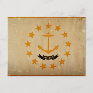 Staatsflagge auf der Insel Rhode VINTAG Postkarte