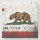 Staatsflagge Black Grunge California Steinuntersetzer (Vorderseite)