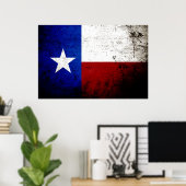 Staatsflagge Black Grunge Texas Poster (Heimbüro)
