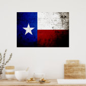 Staatsflagge Black Grunge Texas Poster (Küche)