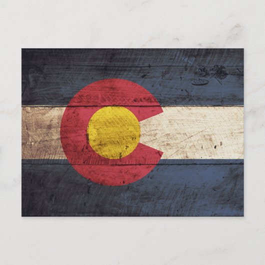 Staatsflagge Colorado auf Altholzkörnern Postkarte (Vorderseite)