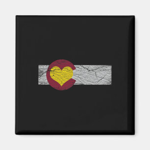 Staatsflagge Colorado Herz Rocky Mountains Skifahr Magnet