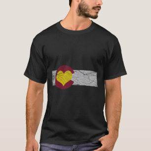 Staatsflagge Colorado Herz Rocky Mountains Skifahr T-Shirt