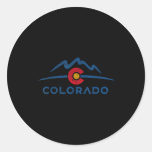 Staatsflagge Colorado Rocky Mountains Skifahren As Runder Aufkleber