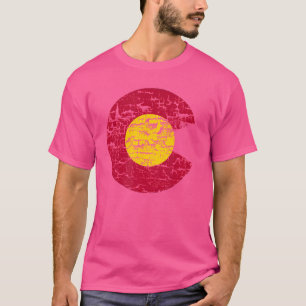 Staatsflagge Colorado Shirt Camping Wanderweg Retr