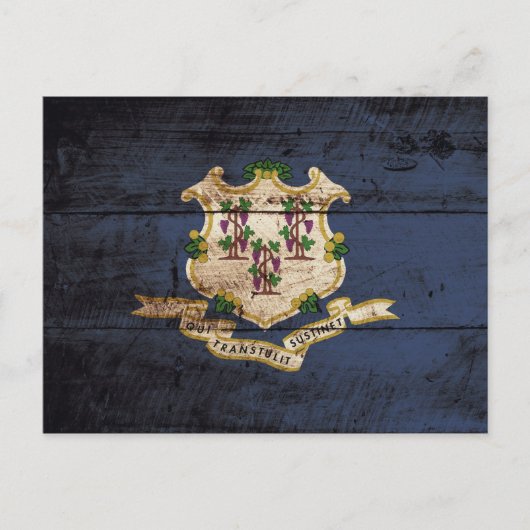 Staatsflagge Connecticut auf Altholzkörnern Postkarte (Vorderseite)