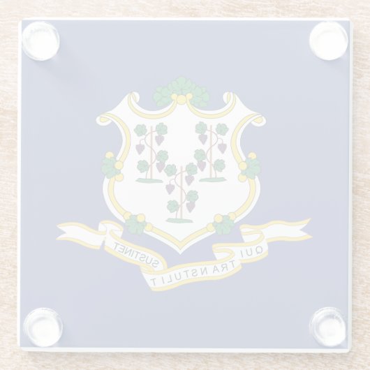 Staatsflagge Connecticut Glasuntersetzer (Rückseite)