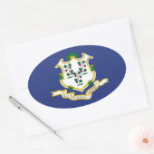 Staatsflagge Connecticut Ovaler Aufkleber (Umschlag)