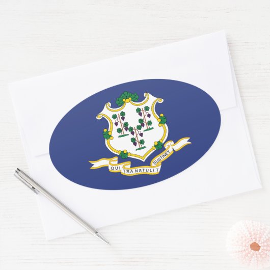 Staatsflagge Connecticut Ovaler Aufkleber (Umschlag)