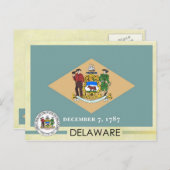Staatsflagge Delaware und Siegel Postkarte (Vorne/Hinten)