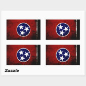Staatsflagge der Black Grunge Tennessee Rechteckiger Aufkleber (Blatt)