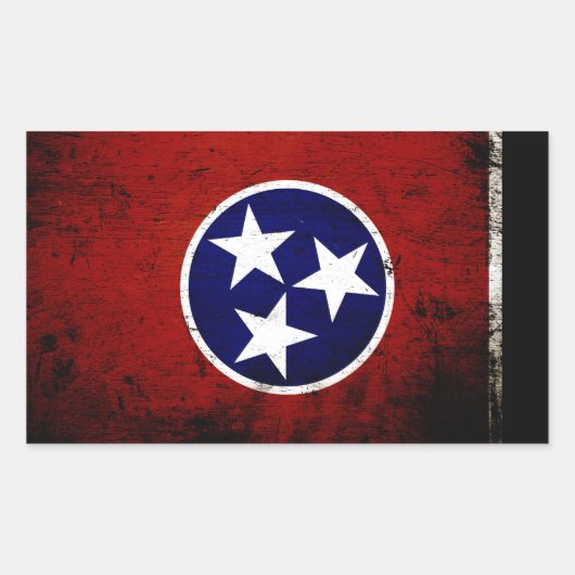 Staatsflagge der Black Grunge Tennessee Rechteckiger Aufkleber (Vorderseite)