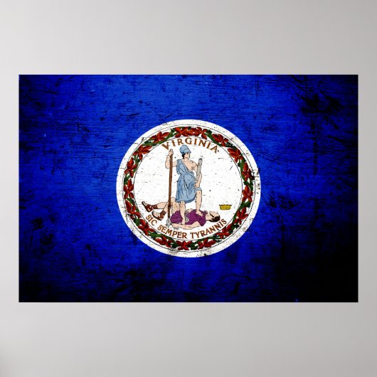 Staatsflagge der Black Grunge Virginia Poster (Vorne)