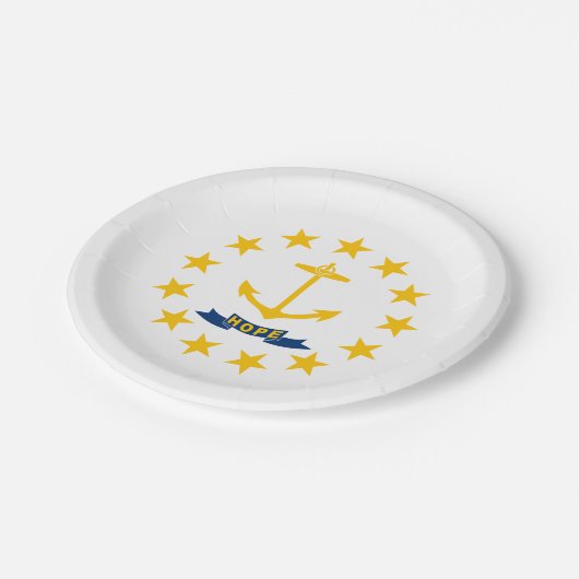 Staatsflagge der Insel Rhode Pappteller (Schrägansicht)