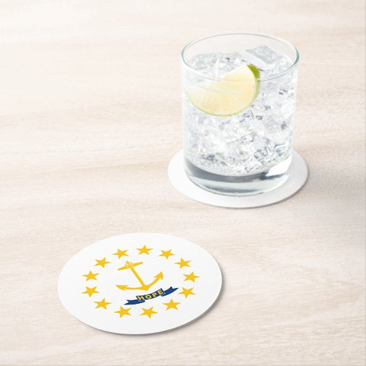Staatsflagge der Insel Rhode Runder Pappuntersetzer (Vor Ort)
