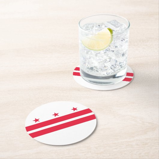 Staatsflagge der Washington DC Runder Pappuntersetzer (Vor Ort)