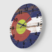 Staatsflagge des alten Holzkolorado Große Wanduhr (Winkel)