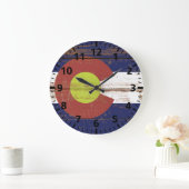 Staatsflagge des alten Holzkolorado Große Wanduhr (Zuhause)