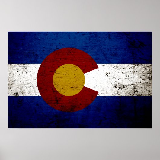 Staatsflagge des Schwarzen Grunge Colorado Poster (Vorne)