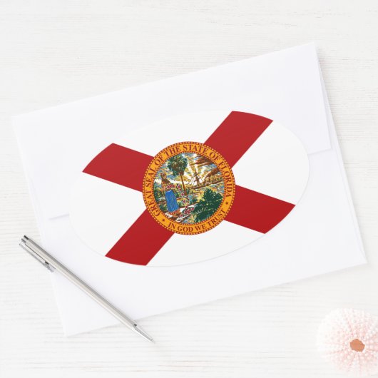 Staatsflagge Florida Ovaler Aufkleber (Umschlag)