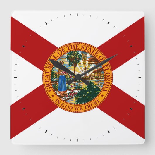 Staatsflagge Florida Quadratische Wanduhr (Vorderseite)