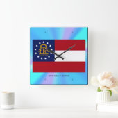 Staatsflagge Georgiens Quadratische Wanduhr (Zuhause)
