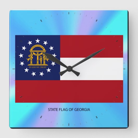 Staatsflagge Georgiens Quadratische Wanduhr (Vorderseite)