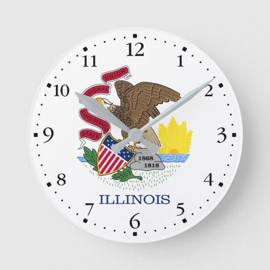 Staatsflagge Illinois Runde Wanduhr (Vorderseite)
